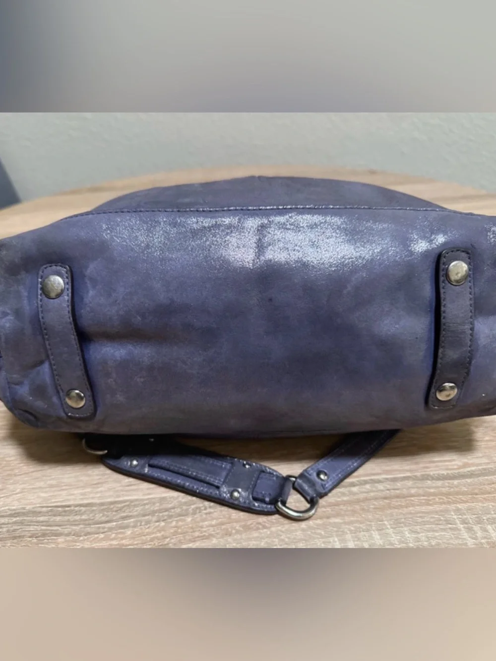 Coach Ashley F15444 Purple Metallic Leather Satchel Shoulder Bag
